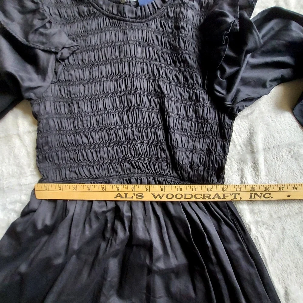 GAP Womens Dress S Smocked Ruffle Gothic Witchy Vampy Grunge Goth Cottagecore - Picture 9 of 14